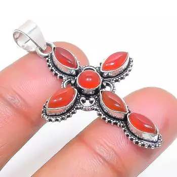 Подвеска из стерлингового серебра 925 пробы с натуральным камнем сердоликом 1,81 дюйма t9D04