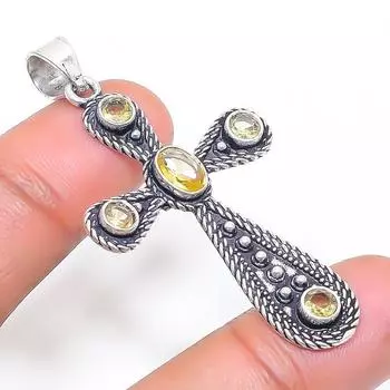 Подвеска из стерлингового серебра 925 пробы с натуральным цитрином, ручная работа, 2,17 дюйма K2r62