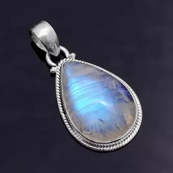 Подвеска из стерлингового серебра 925 пробы с лунным камнем, ювелирные изделия ручной работы, подвеска унисекс, лечебный кристалл, серебряные ювелирные изделия