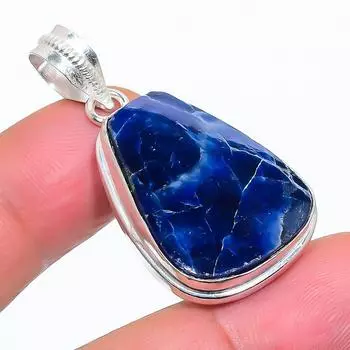 Подвеска из стерлингового серебра 925 пробы с натуральным содалитом 1,69 дюйма r3A43