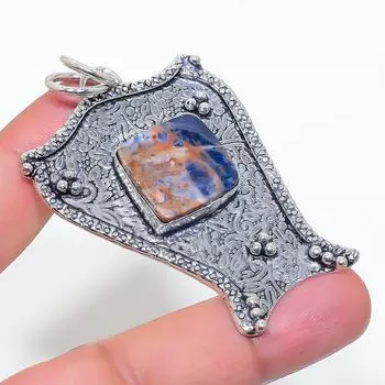 Подвеска из стерлингового серебра 925 пробы с натуральным содалитом 2,60 дюйма a3Y36