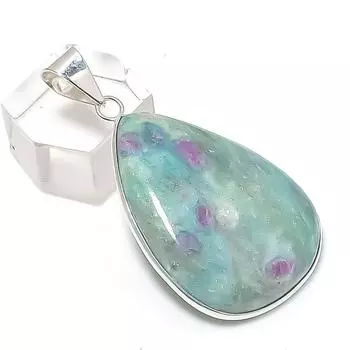 Подвеска из стерлингового серебра 925 пробы с рубиновым фукситом, 1,97 дюйма, M5a74