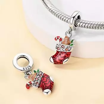 Подвеска из стерлингового серебра 925 пробы с бусинами, теплые носки, подвеска, аксессуары для украшений из бисера в стиле «сделай сам»