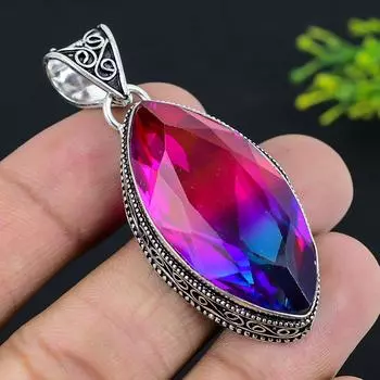 Подвеска из стерлингового серебра 925 пробы с двухцветным турмалином 2,25 дюйма L7C86