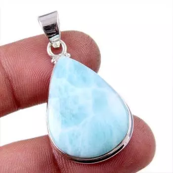 Подвеска из стерлингового серебра 925 пробы с драгоценным камнем Natural Republic Larimar 1,75 дюйма N4V45