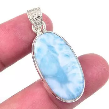 Подвеска из стерлингового серебра 925 пробы с драгоценным камнем Natural Republic Larimar 1,50 дюйма J1n33