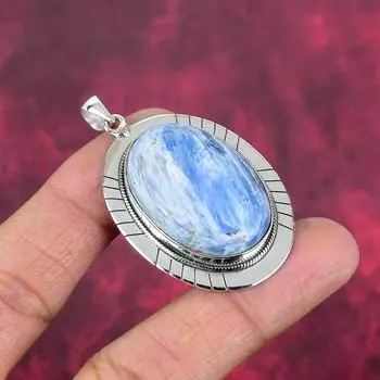 Подвеска из стерлингового серебра 925 пробы с кианитом, ювелирные изделия с подвеской из драгоценных камней ручной работы, подарки для жены, абсолютно новый кулон 2.16 Inches синий