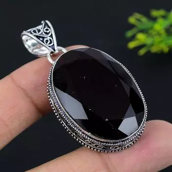 Подвеска из стерлингового серебра 925 пробы с натуральным мозамбикским гранатом 2,17 дюйма C9Y22