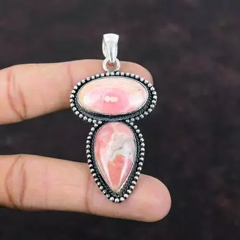 Подвеска из стерлингового серебра 925 пробы с родохрозитом, ювелирные изделия из драгоценных камней, винтажный кулон, элегантный кулон ручной работы, подарок для друга, дизайнерские ювелирные изделия