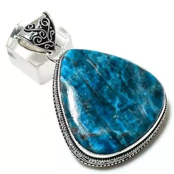 Подвеска из стерлингового серебра 925 пробы с натуральным неоновым синим апатитом 2,29 дюйма b7s45