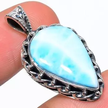 Подвеска из стерлингового серебра 925 пробы с драгоценным камнем Natural Republic Larimar 1,34 дюйма B8z82