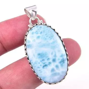 Подвеска из стерлингового серебра 925 пробы с драгоценным камнем Natural Republic Larimar 1,75 дюйма H1l29