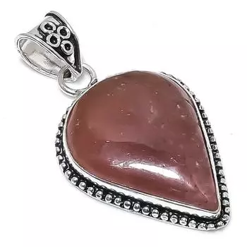 Подвеска из стерлингового серебра 925 пробы с натуральным клубничным кварцем 2,25 дюйма P4N84