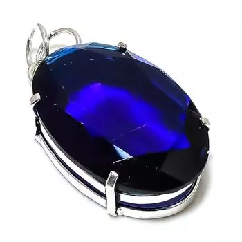 Подвеска из стерлингового серебра 925 пробы с натуральным лондонским голубым топазом 2,05 дюйма F6R49