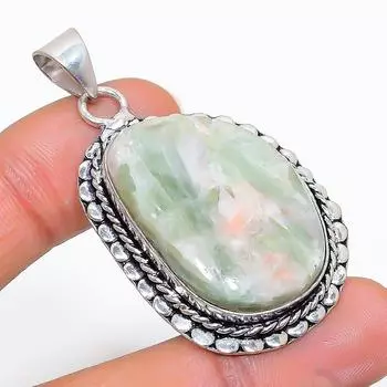 Подвеска из стерлингового серебра 925 пробы с натуральным оранжевым серафинитом ручной работы 1,97 дюйма y6U53