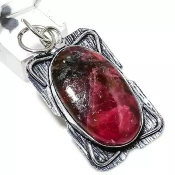 Подвеска из стерлингового серебра 925 пробы с натуральным родонитом ручной работы 2,05 дюйма y8C16