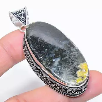 Подвеска из стерлингового серебра 925 пробы с натуральным камнем шмельная яшма 2,60 дюйма A3l11