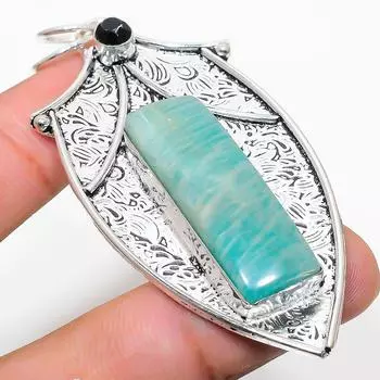 Подвеска из стерлингового серебра 925 пробы с натуральным амазонитом и шпинелью, 3,03 дюйма, v4Y29