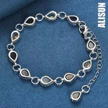 Подвеска из стерлингового серебра 925 пробы с цирконием класса ААА, цветной браслет с цирконием, модные свадебные украшения 20CM