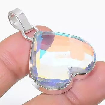 Подвеска из стерлингового серебра 925 пробы с натуральным мистическим топазом ручной работы 1,50 дюйма A7I48