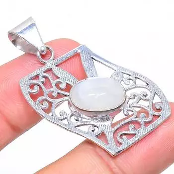 Подвеска из стерлингового серебра 925 пробы с натуральным радужным лунным камнем 1,85 дюйма U3l44