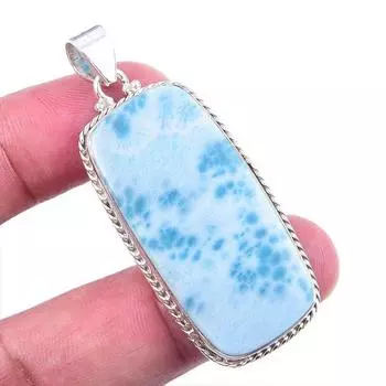 Подвеска из стерлингового серебра 925 пробы с драгоценным камнем Natural Republic Larimar 2 дюйма z6Z97