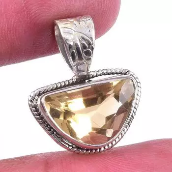 Подвеска из стерлингового серебра 925 пробы с натуральным цитрином, подарочная ювелирная подвеска 0,75 дюйма c2E60