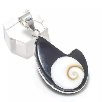 Подвеска из стерлингового серебра 925 пробы с натуральным глазом Шивы в черном ониксе 1,77 дюйма b1j75