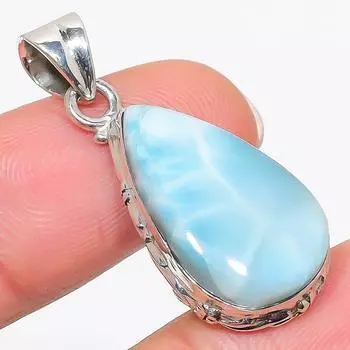 Подвеска из стерлингового серебра 925 пробы с драгоценным камнем Natural Republic Larimar 1,75 дюйма P2p37