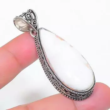 Подвеска из стерлингового серебра 925 пробы с натуральным сколецитом 2,29 дюйма f7Q41