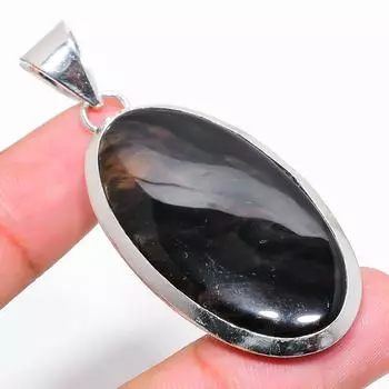 Подвеска из стерлингового серебра 925 пробы с натуральным серебряным блеском обсидиана 2,36 дюйма d1z38