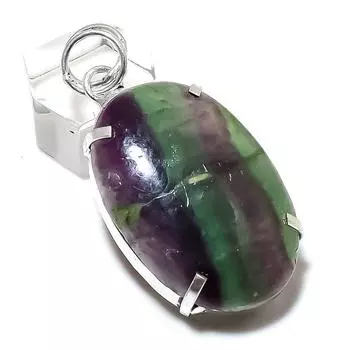 Подвеска из стерлингового серебра 925 пробы с натуральным флюоритом ручной работы 2,17 дюйма A8J82