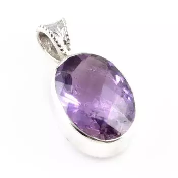 Подвеска из стерлингового серебра 925 пробы с натуральным аметистом 1 дюйм R8A77