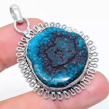 Подвеска из стерлингового серебра 925 пробы с натуральным синим солнечным кварцем, 1,89 дюйма, f5O71