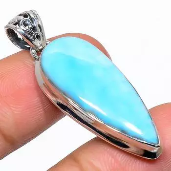 Подвеска из стерлингового серебра 925 пробы с драгоценным камнем Natural Republic Larimar 1,73 дюйма N9I92