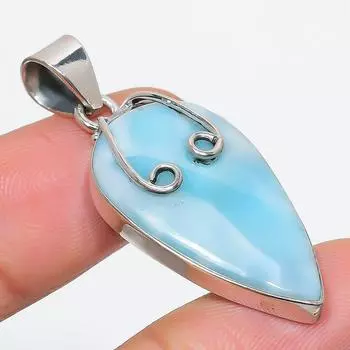 Подвеска из стерлингового серебра 925 пробы с драгоценным камнем Natural Republic Larimar 1,75 дюйма e2I05