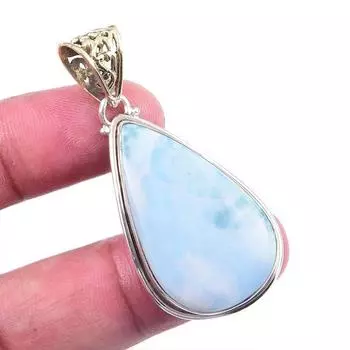 Подвеска из стерлингового серебра 925 пробы с драгоценным камнем Natural Republic Larimar 2 дюйма U9v37