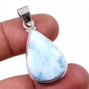 Подвеска из стерлингового серебра 925 пробы с драгоценным камнем Natural Republic Larimar 1,5 дюйма y7O92
