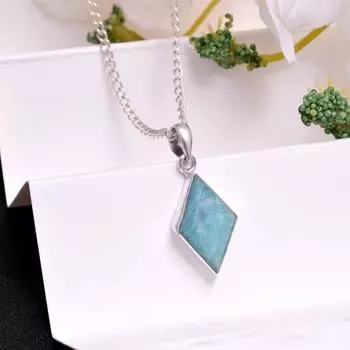 Подвеска из стерлингового серебра 925 пробы с амазонитом ~ Ожерелье в подарок подружке невесты