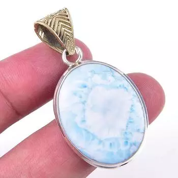 Подвеска из стерлингового серебра 925 пробы с драгоценным камнем «Ларимар» от Natural Republic 1,75 дюйма R3a74