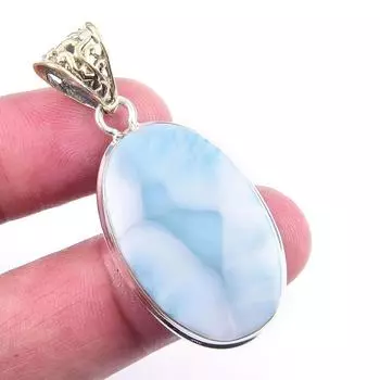 Подвеска из стерлингового серебра 925 пробы с драгоценным камнем Natural Republic Larimar 2 дюйма H2M84