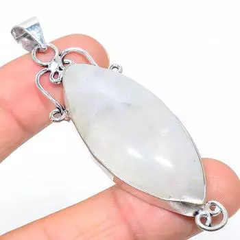 Подвеска из стерлингового серебра 925 пробы с натуральным радужным лунным камнем размером 2,84 дюйма T3U40