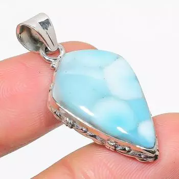 Подвеска из стерлингового серебра 925 пробы с драгоценным камнем Natural Republic Larimar 1,75 дюйма H5N21
