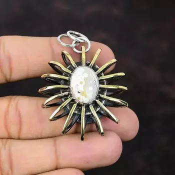 Подвеска из стерлингового серебра 925 пробы с океаном. Подвеска ручной работы из 18-каратного золота с покрытием. Ювелирные изделия из драгоценных камней. Подвеска в виде клетки. Подарок для нее. Элегантные украшения.