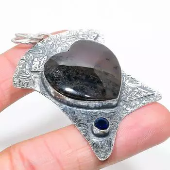 Подвеска из стерлингового серебра 925 пробы с натуральным медом и голубым топазом 2,64 дюйма m3B54