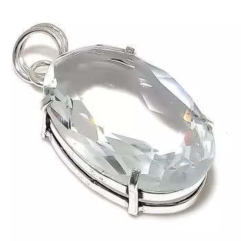 Подвеска из стерлингового серебра 925 пробы с натуральным белым топазом ручной работы 2,05 дюйма y3N33