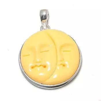 Подвеска из стерлингового серебра 925 пробы с натуральным желтым бирюзовым камнем 1,81 дюйма v8c66