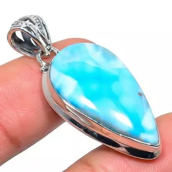 Подвеска из стерлингового серебра 925 пробы с драгоценным камнем Natural Republic Larimar 1,73 дюйма A0F24