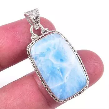 Подвеска из стерлингового серебра 925 пробы с драгоценным камнем Natural Republic Larimar 1,50 дюйма J6l29