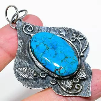 Подвеска из стерлингового серебра 925 пробы с натуральным тибетским бирюзовым камнем 2,84 дюйма g4r30